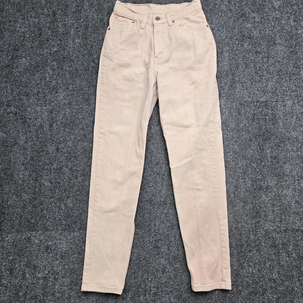 Vintage Levis 512 Tapered Leg Jeans Tan Khaki High Rise Womens Size 7 Made USA